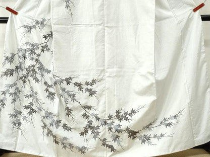 平和屋着物●訪問着　本場縞大島紬　総刺繍　楓　宮之原織物謹製　証紙付き　正絹　逸品　CABK7374yc