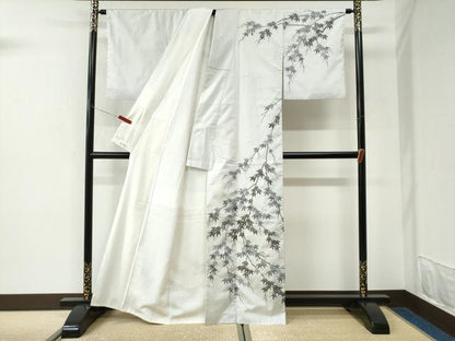 平和屋着物●訪問着　本場縞大島紬　総刺繍　楓　宮之原織物謹製　証紙付き　正絹　逸品　CABK7374yc