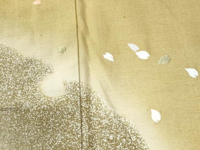 平和屋着物●訪問着　紬地　刺繍　雪輪舞花弁　正絹　逸品　未使用　CABK7375yc