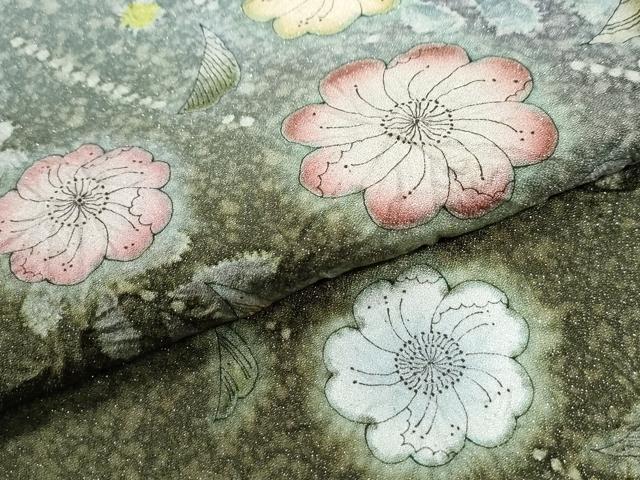 平和屋着物●訪問着　辻が花　絞り　暈し染め　銀通し地　正絹　逸品　CABK7376yc