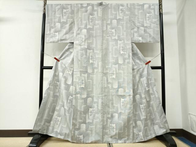 平和屋着物●本場大島紬　白大島　9マルキ　吉祥花文　正絹　逸品　CABK7377yc
