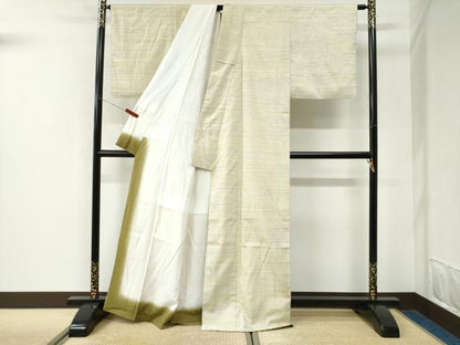 平和屋着物●紅花紬　米沢　霞文　正絹　逸品　CABK7378yc