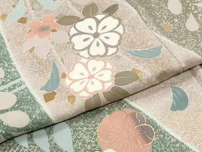 平和屋着物●訪問着　作家物　辻が花　駒刺繍　金彩　ロング丈　正絹　逸品　CABK7380yc