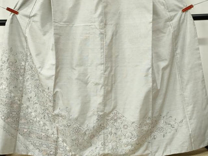平和屋着物●中国三大刺繍　スワトウ刺繍　総刺繍　本場縞大島紬　訪問着　菱花唐草文　正絹　逸品　CABK7381yc