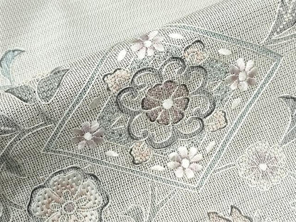 平和屋着物●中国三大刺繍　スワトウ刺繍　総刺繍　本場縞大島紬　訪問着　菱花唐草文　正絹　逸品　CABK7381yc