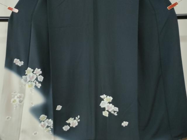 平和屋着物●訪問着　胡蝶蘭　紺地　暈し染め　正絹　逸品　未使用　CABK7382yc