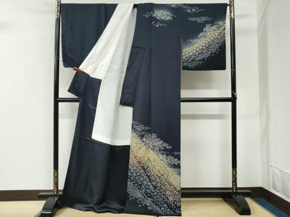 平和屋着物●訪問着　絞り　立波舞花文　暈し染め　ロング丈　正絹　逸品　未使用　CABK7383yc