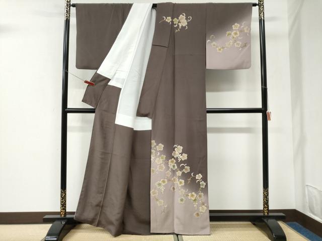 平和屋着物●中国三大刺繍　総相良刺繍　訪問着　葡萄蔦の葉文　暈し染め　正絹　逸品　CABK7384yc