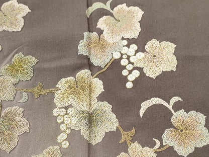 平和屋着物●中国三大刺繍　総相良刺繍　訪問着　葡萄蔦の葉文　暈し染め　正絹　逸品　CABK7384yc