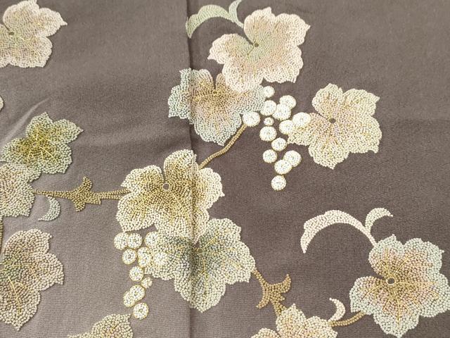 平和屋着物●中国三大刺繍　総相良刺繍　訪問着　葡萄蔦の葉文　暈し染め　正絹　逸品　CABK7384yc