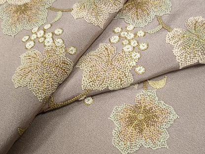 平和屋着物●中国三大刺繍　総相良刺繍　訪問着　葡萄蔦の葉文　暈し染め　正絹　逸品　CABK7384yc