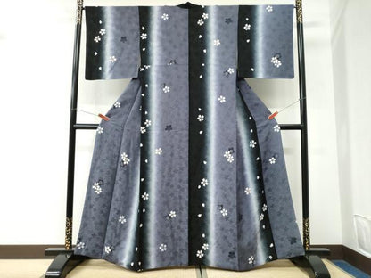 平和屋着物●上質な小紋　舞桜文　暈し染め　正絹　逸品　CABK7385yc