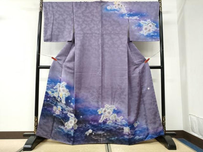平和屋着物●訪問着　作家物　辻が花　暈し染め　銀通し地　正絹　逸品　未使用　CABK7387yc
