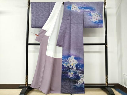 平和屋着物●訪問着　作家物　辻が花　暈し染め　銀通し地　正絹　逸品　未使用　CABK7387yc