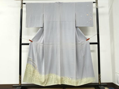 平和屋着物●訪問着　駒刺繍　竜田川舞花文　暈し染め　金彩　正絹　逸品　CABK7390yc