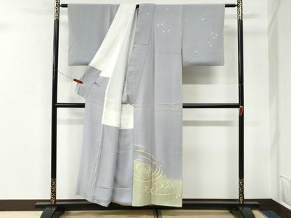 平和屋着物●訪問着　駒刺繍　竜田川舞花文　暈し染め　金彩　正絹　逸品　CABK7390yc