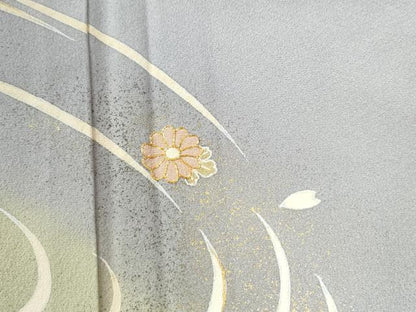 平和屋着物●訪問着　駒刺繍　竜田川舞花文　暈し染め　金彩　正絹　逸品　CABK7390yc