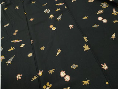 平和屋着物●上質な小紋　宝尽くし　黒地　正絹　逸品　CABK7392yc