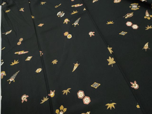 平和屋着物●上質な小紋　宝尽くし　黒地　正絹　逸品　CABK7392yc