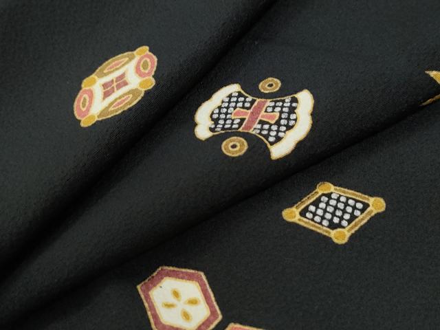 平和屋着物●上質な小紋　宝尽くし　黒地　正絹　逸品　CABK7392yc