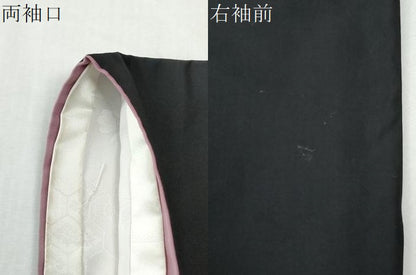 平和屋着物●上質な紬　瓢箪蔦の葉文　黒地　正絹　逸品　CABK7395yc
