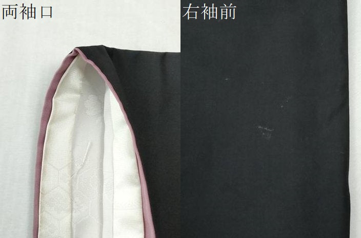 平和屋着物●上質な紬　瓢箪蔦の葉文　黒地　正絹　逸品　CABK7395yc