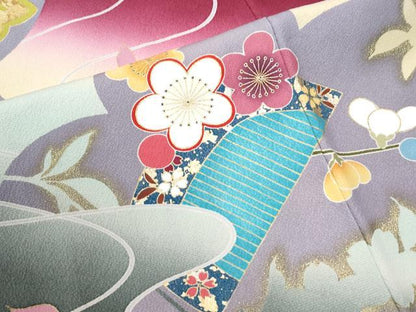 平和屋着物●豪華振袖　簪　櫛　暈し染め　金彩　正絹　逸品　CABK7396yc
