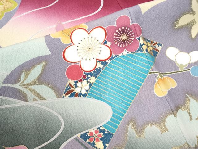 平和屋着物●豪華振袖　簪　櫛　暈し染め　金彩　正絹　逸品　CABK7396yc