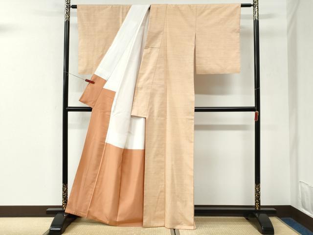 平和屋着物●紅花紬　米沢　霞文　正絹　逸品　CABK7399yc