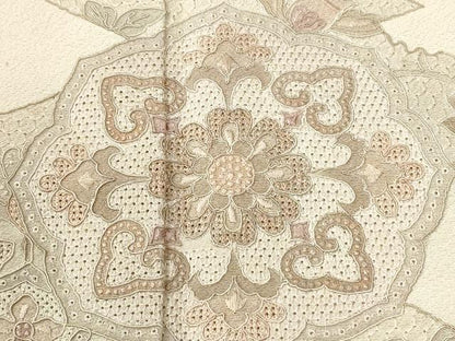 平和屋着物●中国三大刺繍　スワトウ刺繍　総刺繍　訪問着　更紗花唐草文　正絹　逸品　CABK7404yc
