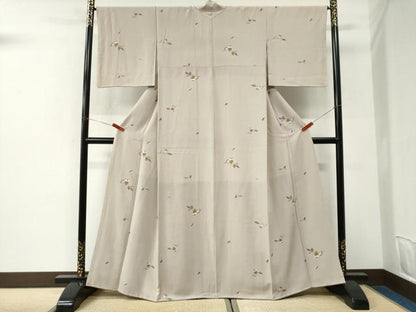 平和屋着物●上質な小紋　ミミズク　正絹　逸品　CABK7406yc