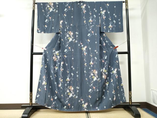 平和屋着物●上質な小紋　枝花文　正絹　逸品　未使用　CABK7407yc