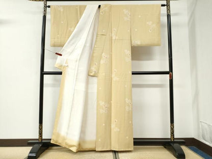 平和屋着物●上質な小紋　瓢箪蔦の葉花文　正絹　逸品　CABK7408yc