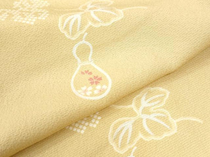 平和屋着物●上質な小紋　瓢箪蔦の葉花文　正絹　逸品　CABK7408yc