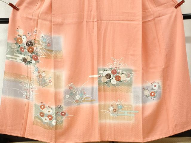 平和屋着物●訪問着　草花文　暈し染め　金彩　正絹　逸品　CABK7409yc