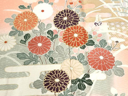平和屋着物●訪問着　草花文　暈し染め　金彩　正絹　逸品　CABK7409yc