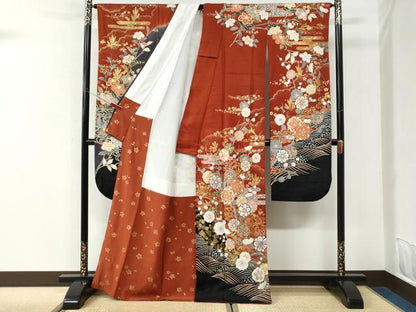 平和屋着物●豪華振袖　駒刺繍　立波鳳凰エ霞枝梅文　金彩　正絹　逸品　CABK7410yc