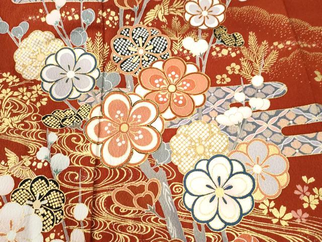 平和屋着物●豪華振袖　駒刺繍　立波鳳凰エ霞枝梅文　金彩　正絹　逸品　CABK7410yc