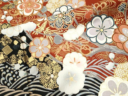 平和屋着物●豪華振袖　駒刺繍　立波鳳凰エ霞枝梅文　金彩　正絹　逸品　CABK7410yc