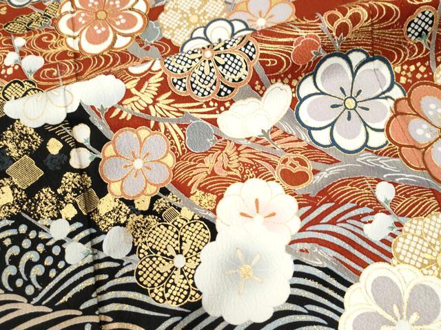 平和屋着物●豪華振袖　駒刺繍　立波鳳凰エ霞枝梅文　金彩　正絹　逸品　CABK7410yc