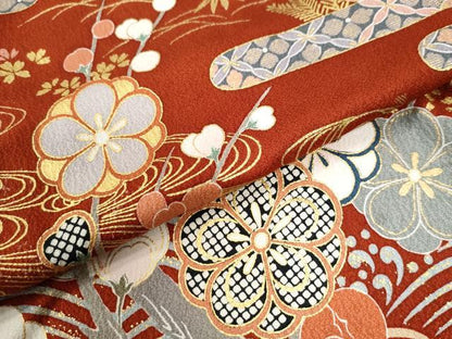 平和屋着物●豪華振袖　駒刺繍　立波鳳凰エ霞枝梅文　金彩　正絹　逸品　CABK7410yc
