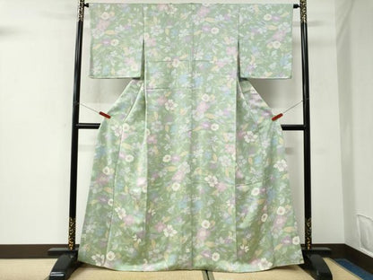 平和屋着物●上質な小紋　枝花文　正絹　逸品　CABK7412yc