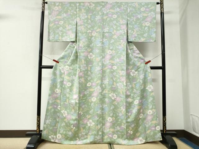 平和屋着物●上質な小紋　枝花文　正絹　逸品　CABK7412yc
