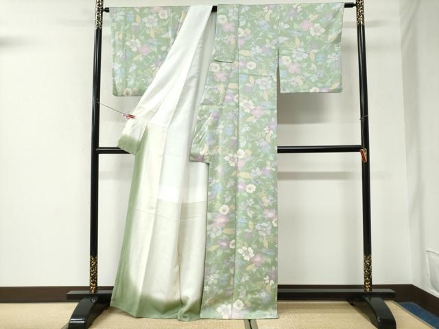 平和屋着物●上質な小紋　枝花文　正絹　逸品　CABK7412yc