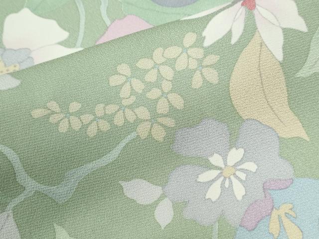 平和屋着物●上質な小紋　枝花文　正絹　逸品　CABK7412yc