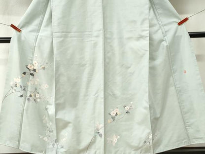 平和屋着物●訪問着　白山紬　友禅　作家物　枝花文　正絹　逸品　CABK7413yc