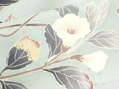 平和屋着物●訪問着　白山紬　友禅　作家物　枝花文　正絹　逸品　CABK7413yc
