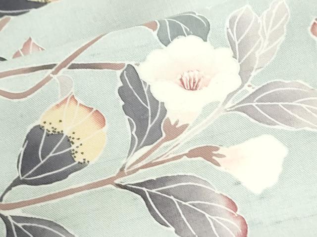 平和屋着物●訪問着　白山紬　友禅　作家物　枝花文　正絹　逸品　CABK7413yc