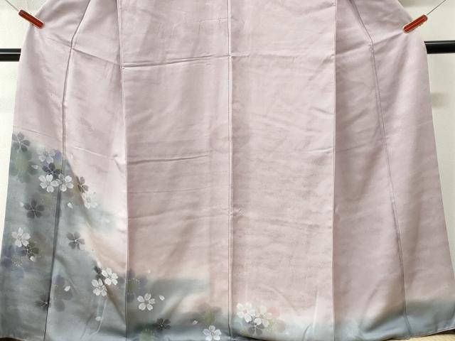 平和屋着物●訪問着　舞桜文　暈し染め　銀通し地　正絹　逸品　CABK7415yc