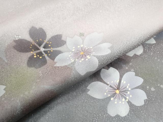 平和屋着物●訪問着　舞桜文　暈し染め　銀通し地　正絹　逸品　CABK7415yc